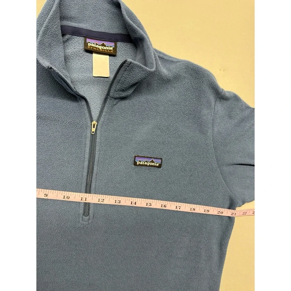 Patagonia Synchilla Quarter Zip Fleece Pullover Mens Blue Sweater. Sz S
